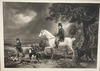 Lot 225 - Joseph B. Pratt after James Ward, mezzotint, "Coursing in Sussex", pencil signed, in birds eye maple frame. 39 x 54cm.