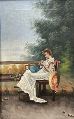 Lot 227 - Italian School 19th century, oils on canvas, portraits of a seated lady and a dandy, a pair, in gilt frames. (2) Each 39 x 24cm.