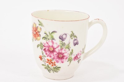 Lot 242 - Derby coffee cup, painted with flowers, circa 1770