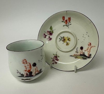 Lot 114 - Chelsea coffee cup and trembleuse saucer, circa 1755