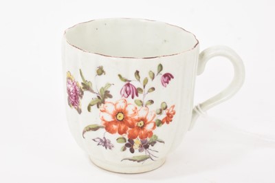 Lot 178 - Derby fluted coffee cup, painted with flowers, circa 1760