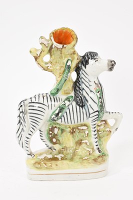 Lot 113 - Staffordshire pottery zebra and serpent spill vase, circa 1860