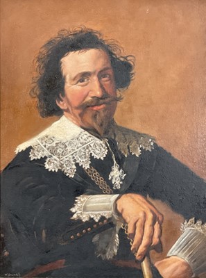 Lot 257 - W. Bunch, oil on board - Portrait of a Bearded Gentleman,47cm x 35.5cm. signed, in wooden frame.