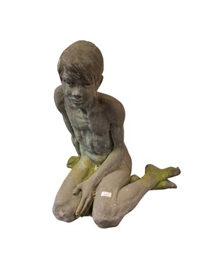 Lot 1557 - Garden sculptural figure of young boy