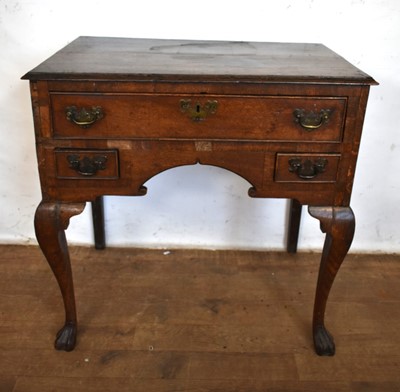 Lot 1238 - 18th century three drawer oak lowboy, on cabriole legs