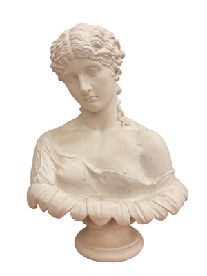 Lot 791 - After the Antique: Painted plaster bust of Clytie