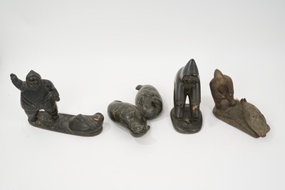Lot 775 - Group of four green stone Inuit carvings