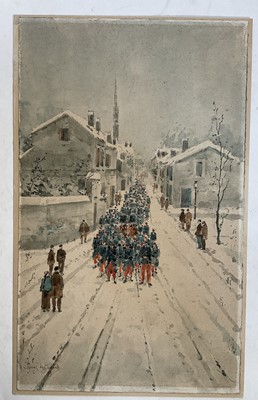 Lot 156 - Henri Lafarge de Gaillard, two military watercolours, signed and dated 1895, 29.5cm x 18cm, laid down, unframed