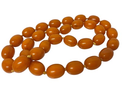 Lot 643 - Old butterscotch amber bead necklace