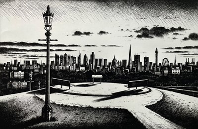 Lot 65 - John Duffin (b. 1965) etching - London from Primrose Hill, signed titled and numbered 29/150, 40cm x 60cm, unframed