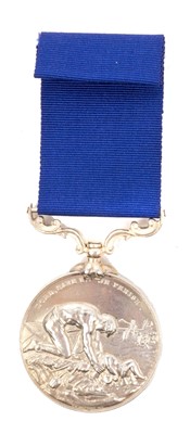 Lot 22 - Liverpool Shipwreck and Humane Society's Marine Medal, 38mm type, named to A.M. Slater. Third Officer. S. S. ''Junin'' for gallant service. 31st July 1910. in Elkington & Co Ltd box of issue.