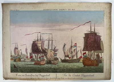 Lot 173 - Late 18th Century engraving of the Battle of Doggersbank, with original colours, pub Académie Impériale d'Empire des Arts, 26cm x 38cm, unframed