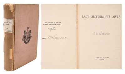 Lot 770 - Lawrence, D.H. "Lady Chatterley's Lover", privately printed 1928, no. 950 of a limited edition of 1000, signed D.H. Lawrence, brown boards with insignia on front cover. Provenance: The c...