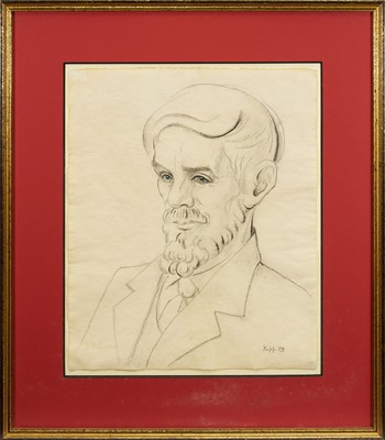 Lot 785 - Edmond Xavier Kapp (1890-1978) charcoal portrait, D. H. Lawrence (1885-1930), signed, dated '23 and inscribed, in glazed gilt frame Provenance: The collection of the late Christopher Mil...