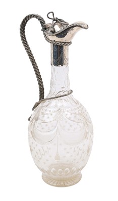 Lot 252 - Victorian silver and cut glass claret jug