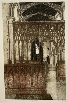 Lot 1139 - *Valerie Thornton (1931-1991) signed limited edition etching - 'Barking, Suffolk', 9/150, dated '81, with blindstamp, 78cm x 58cm, in glazed frame
