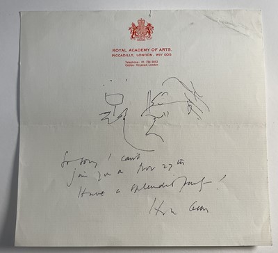 Lot 56 - Hugh Casson (1910-1999) pen sketch on Royal Academy headed paper, 20cm x 21cm, unframed.