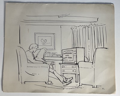 Lot 57 - Richard Stone (b. 1951) original pen and ink card inscribed to Eric Morecambe from Richard Stone, wishing him well on his new ITV series, 1978, with humorous illustration. Provenance: Eric Morec...