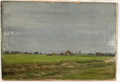 Lot 1115 - Manner of John Arnesby Brown (1866-1955) oil on canvas laid on panel - Landscape with Windmill, 24.5cm x 36cm, unframed