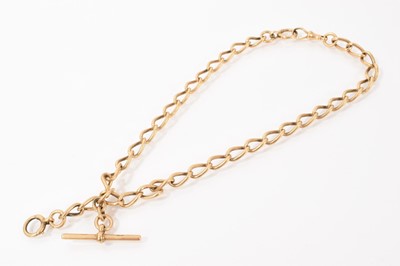 Lot 601 - Antique 18ct gold curb link watch chain, 41.5cm long