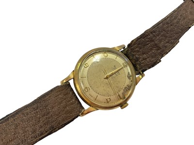 Lot 149 - 1950s 9ct gold Rotary wristwatch on leather strap