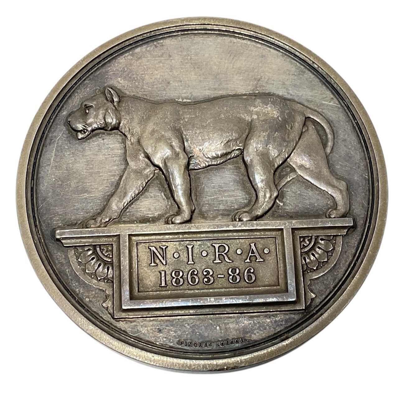 Lot 57 - Victorian Bengal Presidency Rifle Association medal / medallion, 1863 - 86, 55mm in diameter, velvet lined fitted case.