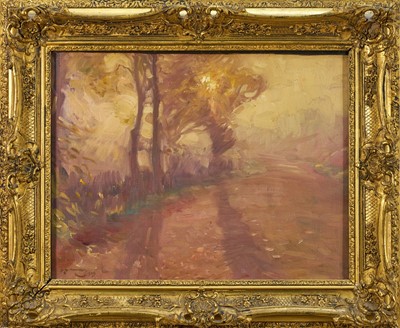 Lot 1079 - *Sir Alfred Munnings (1878-1959) oil on canvas - A Norfolk Lane, signed and dated 1909, in gilt frame Provenance: by descent to the current owner via the Buxton family of Norfolk