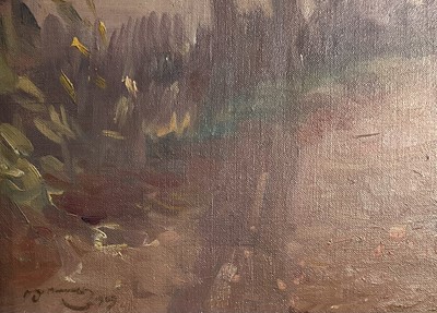 Lot 1079 - *Sir Alfred Munnings (1878-1959) oil on canvas - A Norfolk Lane, signed and dated 1909, in gilt frame Provenance: by descent to the current owner via the Buxton family of Norfolk
