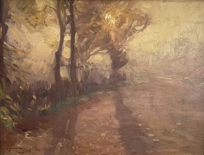 Lot 1079 - *Sir Alfred Munnings (1878-1959) oil on canvas - A Norfolk Lane, signed and dated 1909, in gilt frame Provenance: by descent to the current owner via the Buxton family of Norfolk