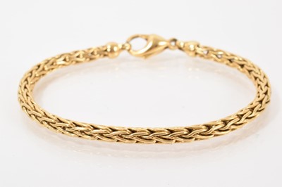 Lot 593 - 18ct gold plaited rope link bracelet, 19.5cm long