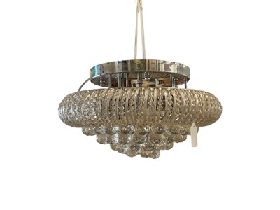 Lot 1473 - Cut glass chandelier with prismatic drops