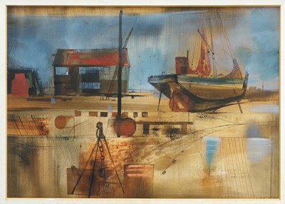 Lot 1247 - Henry Collins (1910-1994) watercolour - Tollesbury, signed and dated '65, 48cm x 68cm, in glazed frame