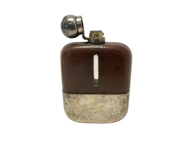 Lot 297 - Large plated and pig skin covered flask