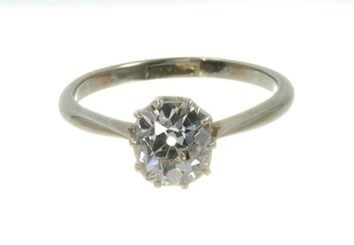 Lot 471 - Antique diamond single stone ring with an old cut cushion-shape diamond