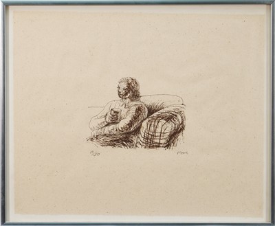 Lot 1156 - *Henry Moore (1898-1986) signed limited edition lithograph - Seated Figure Holding Glass, 19/50, 31cm x 38cm, in glazed frame