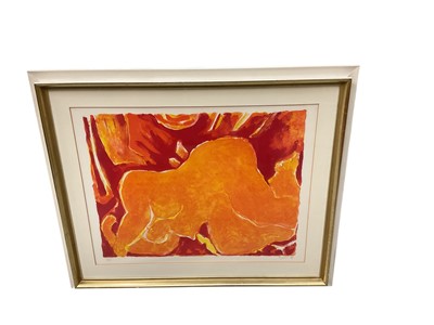 Lot 982 - Pignon, abstract orange nude, signed print