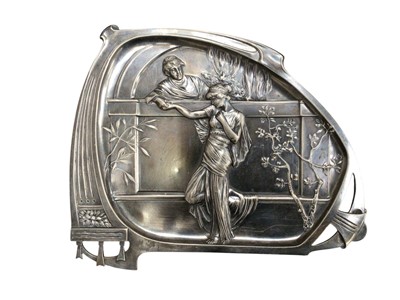 Lot 2409 - WMF art nouveau pewter dish with figural decoration in relief, model 280