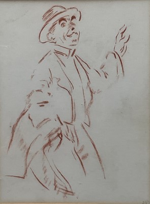 Lot 87 - William Orpen (1878-1931) red chalk - ‘Entertainer’, 20 x 15.5cm, framed Provenance: Pyms Gallery, Motcombe Street, London