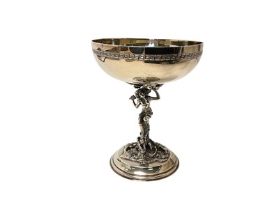 Lot 141 - Continental silver dish, with stem modelled as a faun, seated under a grape vine, on a circular base (marked 925). All at approximately 5ozs.12cm overall height.