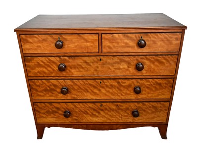 Lot 1439 - Early Victorian satinwood chest of two short and three long drawers