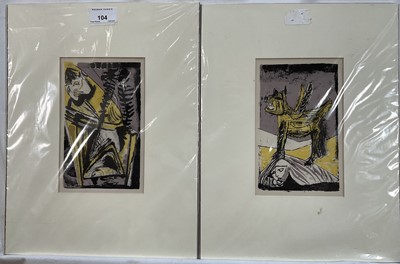 Lot 104 - Robert Colquhoun, pair of lithographs from Poems of Sleep and Dream, mounted, 19cm x 12cm