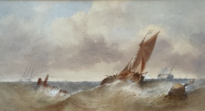 Lot 222 - Sidney Paget, watercolour – Sailing Vessels in choppy Water, signed, 33cm x 61cm