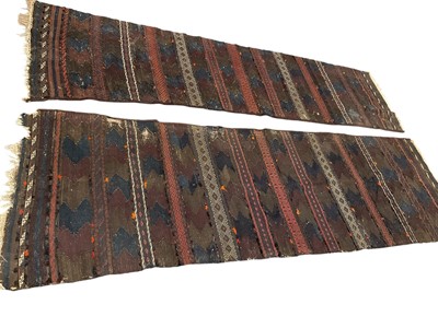 Lot 1595 - Pair of kelim runners (formerly one carpet)
