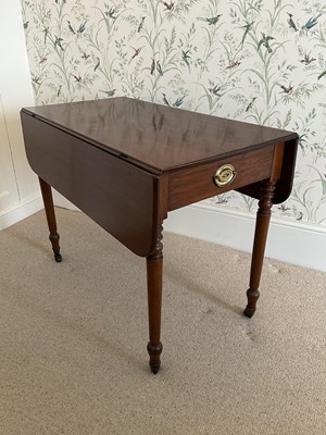 Lot 1359 - 19th century mahogany Pembroke table, with rectangular top with hinged sides and drawer to one end