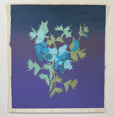 Lot 189 - Joy Barnes (1912-?) signed silkscreen print - "Sea Holly", initialled in pencil, artists label verso, 45cm x 40.5cm, unframed