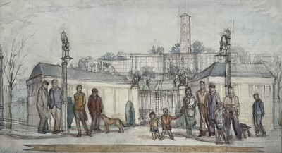 Lot 194 - English School, 1920s, 'They Have Only Patience', study for a mural, pencil & watercolour, indistinctly signed