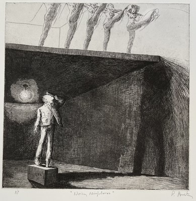 Lot 193 - Peter Armstrong, contemporary, artists proof etching - "Noisy Neighbours", 38cm x 57.5cm sheet size