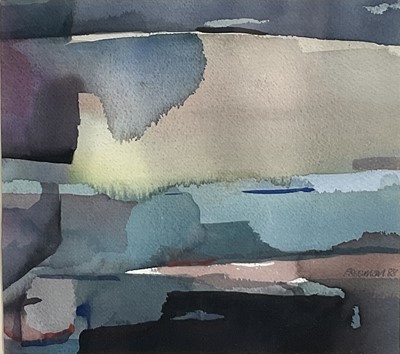 Lot 230 - Ralph Freeman (born 1945) Watercolour, Abstract landscape, 21cm x 24cm, dated 1988, in glazed frame.