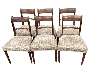 Lot 5376 - Set of six George III mahogany dining chairs standing on slender turned legs with rope twist centre rails