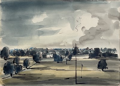 Lot 1217 - Robin Darwin (1910-74) watercolour - Near Dedham, c.1956, 25cm x 35cm, in glazed gilt frame